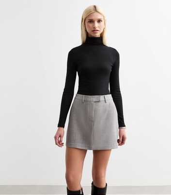 Grey High Waisted A-Line Mini Skirt