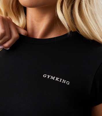 Gym King Black Embroidered Logo Crop Top