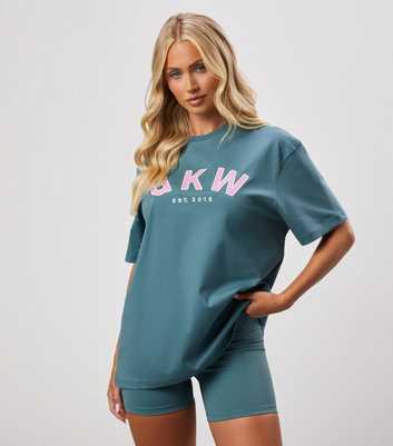 Gym King Turquoise Relaxed Fit Embroidered Logo T-Shirt