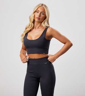 Gym King Dark Grey Scoop Neck Crop Top