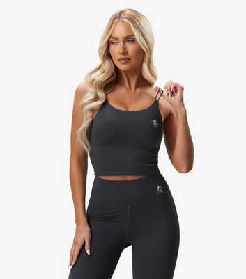 Gym King Dark Grey Longline Strappy Sports Bra