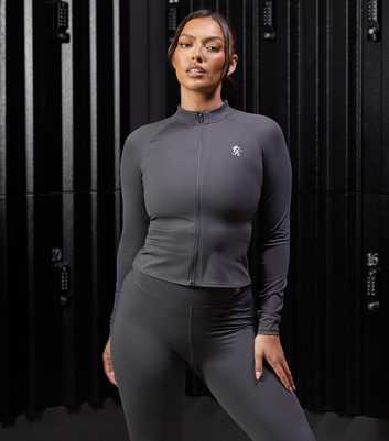 Gym King Dark Grey Zip Up Long Sleeve Top