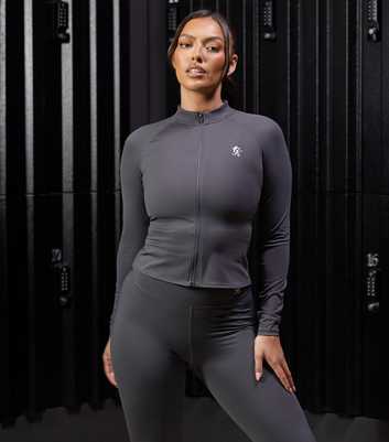 Gym King Dark Grey Zip Up Long Sleeve Top