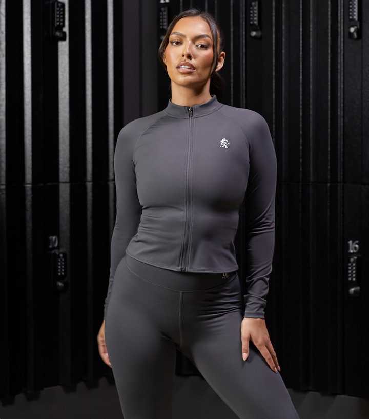Gym King Dark Grey Zip Up Long Sleeve Top
