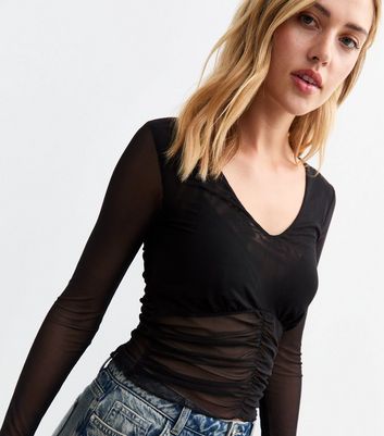 v neck mesh top