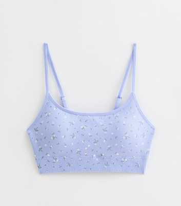 Blue Ditsy Floral Rib Bralette 