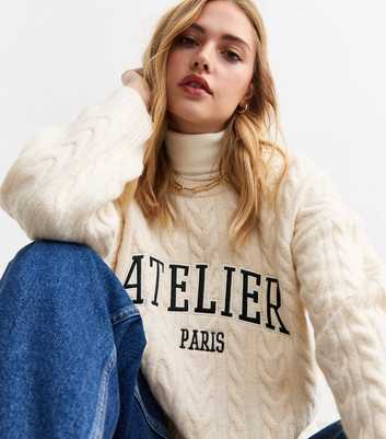 Cream Atelier Slogan Cable Knit Jumper