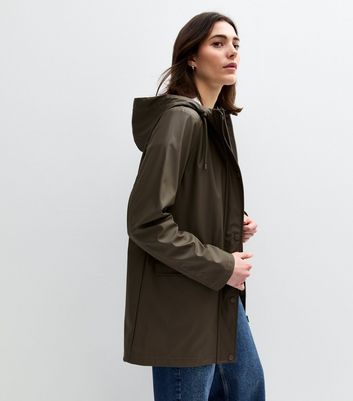 Parka Raincoats New Look Khaki Green Unlined Shower Resistant Rain - Main Image