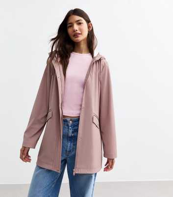 Light Pink Unlined Shower Resistant Rain Coat 