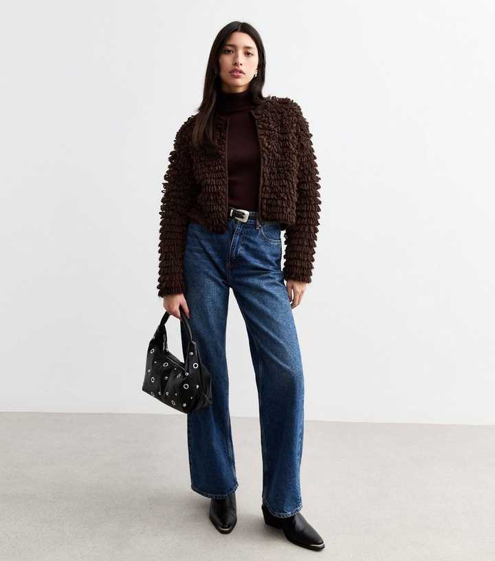 Brown Looped Thread Cardigan