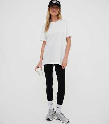 WKNDGIRL Off White Back Logo Print Oversized T-Shirt