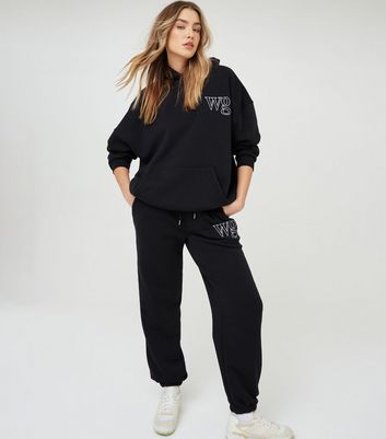WKNDGIRL Black WG Oversized Joggers New Look