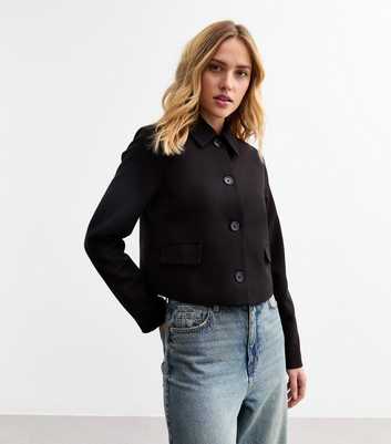 Black Crepe Cropped Jacket