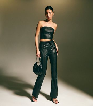 black faux leather corset top