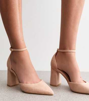 Wide Fit Oatmeal Faux Suede Open Court Shoes