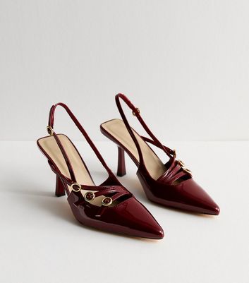 Burgundy strappy shoes best sale