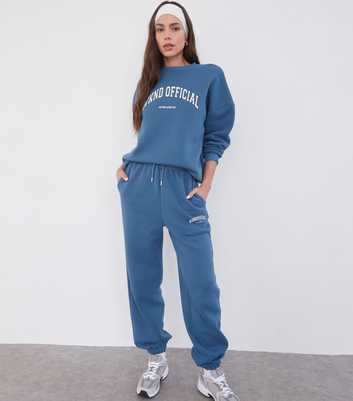 WKNDGIRL Blue Oversized Official Logo Cuffed Joggers