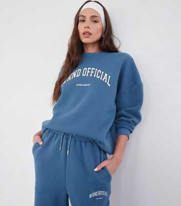 WKNDGIRL Blue Oversized Official Logo Sweatshirt