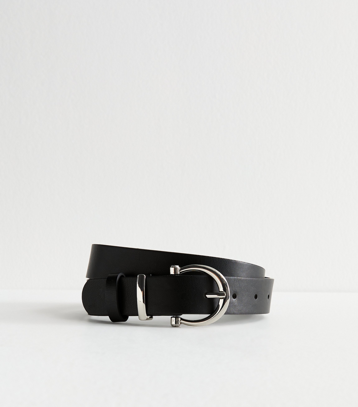 Black Faux Leather Buckled Belt New Look