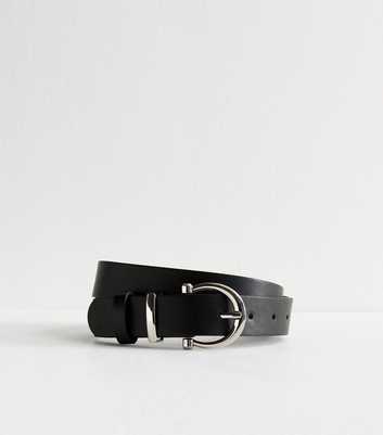 Black Faux Leather Buckled Belt