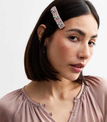 Pink Diamanté Bow Fabric Hair Slide