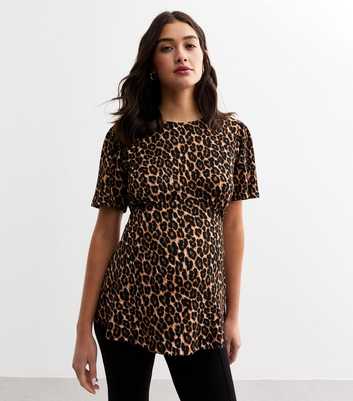 Maternity Brown Leopard Print Jersey Top