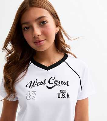 Girls White West Coast Football Top 