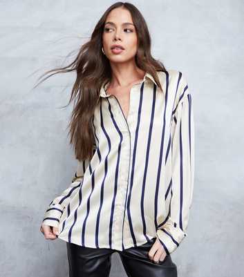 WKNDGIRL Multicolour Stripe Print Satin Shirt