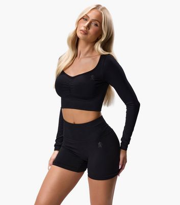 Gym King Black Long Sleeve Sculpt Top New Look