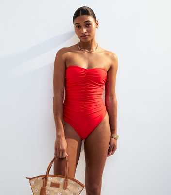 Red Ruched Front Swimsuit