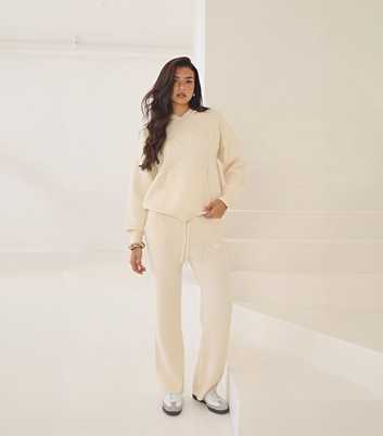 WKNDGIRL Cream Knit Logo Joggers