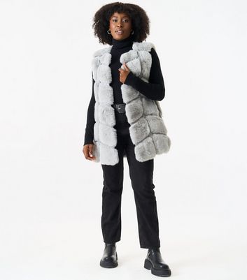 Gini London Grey Faux Fur Gilet New Look