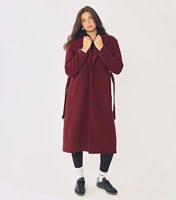 WKNDGIRL Burgundy Oversized Felted Longline Coat