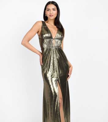 Little mistress fifi gold foil dress best sale