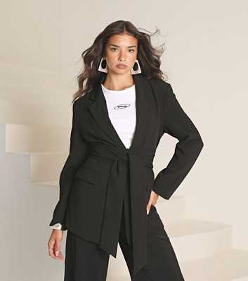 WKNDGIRL Black Tie Waist Blazer