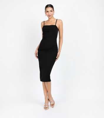 Little Mistress by Chloe Lewis Black Corset Side Split Midi Dress