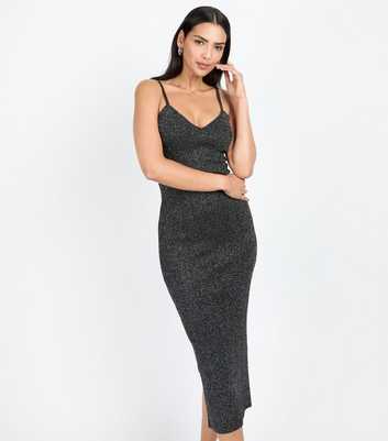 Little Mistress by Chloe Lewis Black Knitted Midi Dress