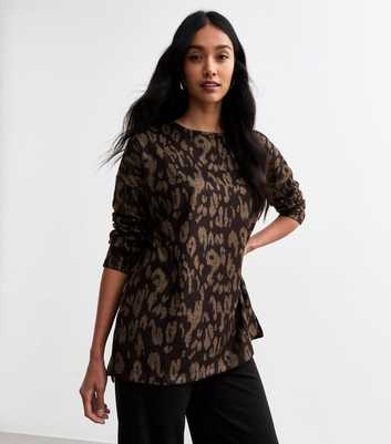 Black Leopard Print Loose Top