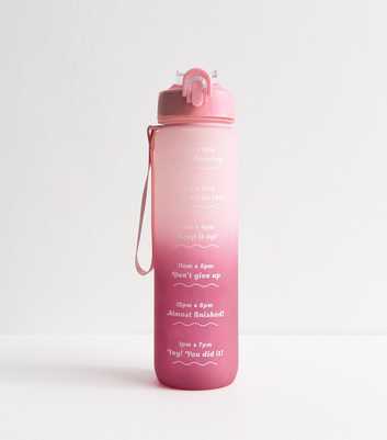 Pink Pop Lid Straw 1L Message Water Bottle