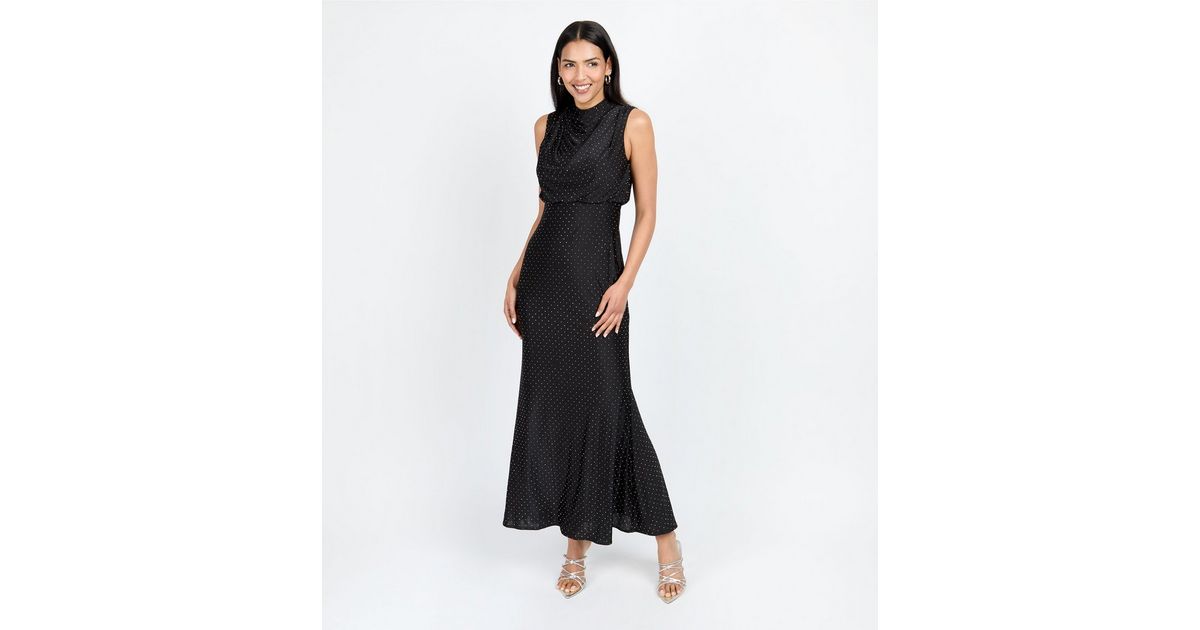 chinese dress ladies Léa Grey Rhinestone Embellished Pleated Maxi Dress, S / Grey main image 0