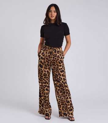 Urban Bliss Brown Leopard Wide Leg Trousers