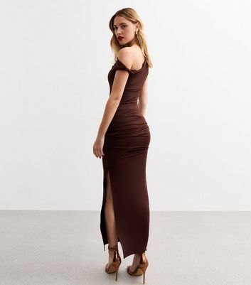 Brown Twist Shoulder Maxi Dress | New Look