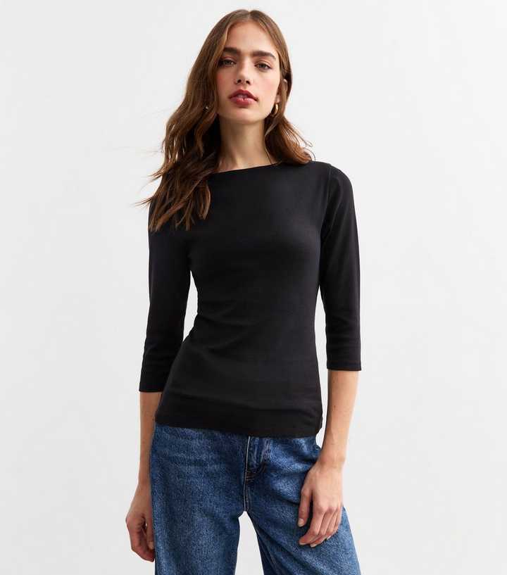 Black 3/4 Length Sleeve Top | New Look