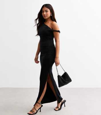 Petite Black Twist Shoulder Maxi Dress