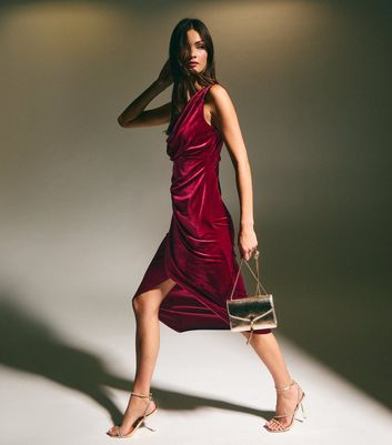 Maroon velvet dress on sale