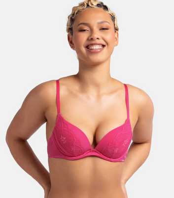 Dorina Pink Lace Trimmed Plunge Bra