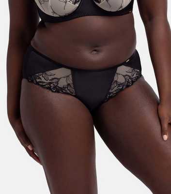 Dorina Curves Black Contrast Panel Lace Briefs