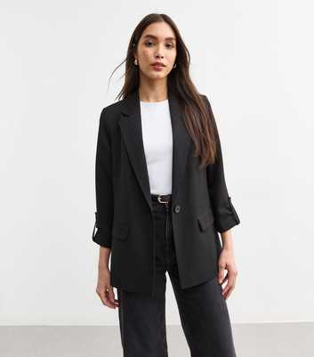 Black Cropped Sleeve Blazer