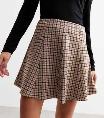 Brown Woven Heritage Check Skirt