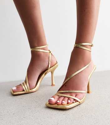 Public Desire Gold Flossy Heeled Sandals 